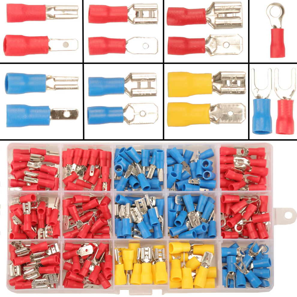 Feggizuli 280Pcs Crimp Connectors - 15 Types Electrical Terminals Kit, Male & Female Spade Connector Set, 2.8Mm, 4.8Mm, 6.3Mm 54579996