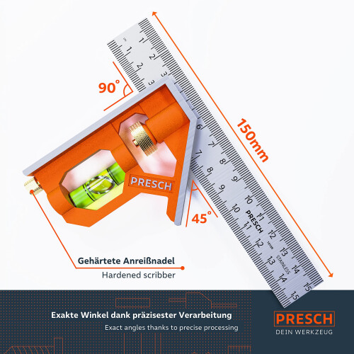 Presch Combination Square 150mm Metric – Accurate 1