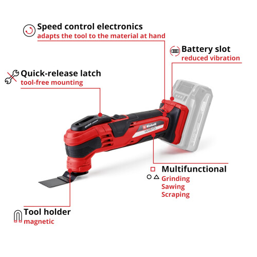 Einhell Einhell 18V Cordless Multi Tool with Accessories, 2