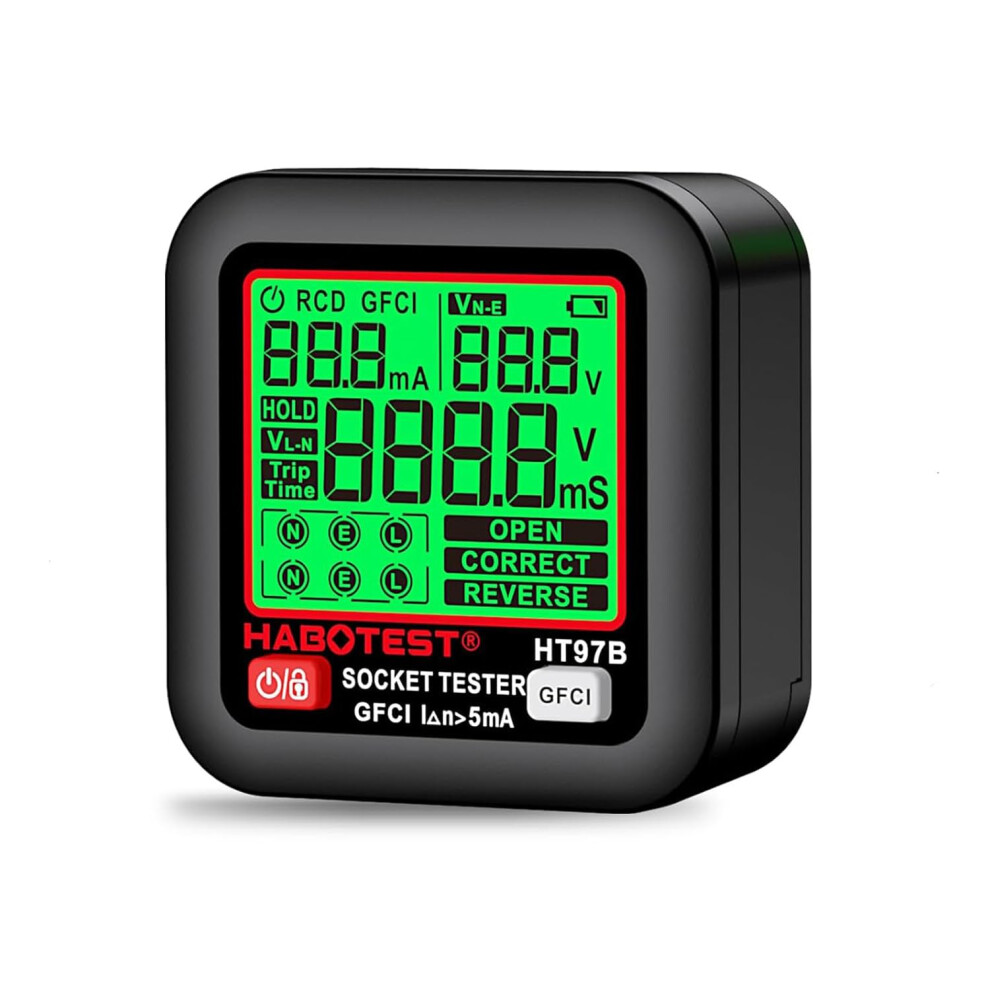 Socket Tester Gfci Outlet Tester With Lcd Display, Receptacle Detector, Electric Voltage Tester For Standard 3-Wire 260V Ac Voltage, Socket Checker 6 33874708
