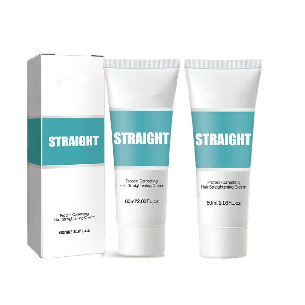 Cream Hair Straightening With Silk And Gloss Protein For Curly Hair, Instant Frizz Smoothing (2Pc)