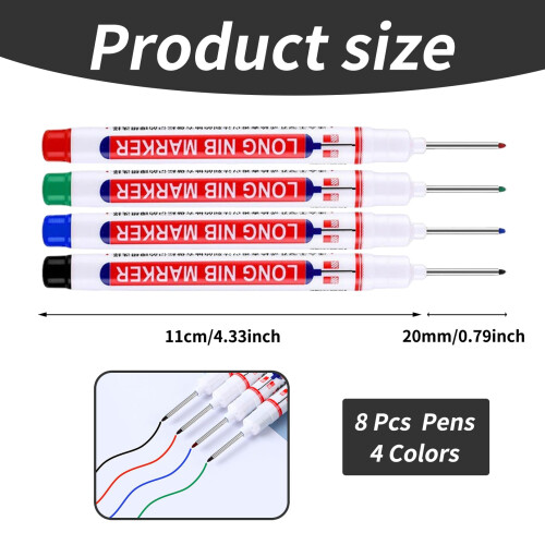 8 PCS Long Nib Marker Pen Waterproof Construction 1