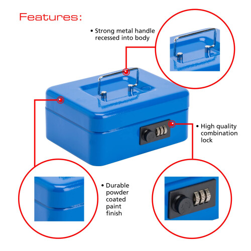Sterling CB02CBL 8" Combination Lock Cash Box,Blue 1