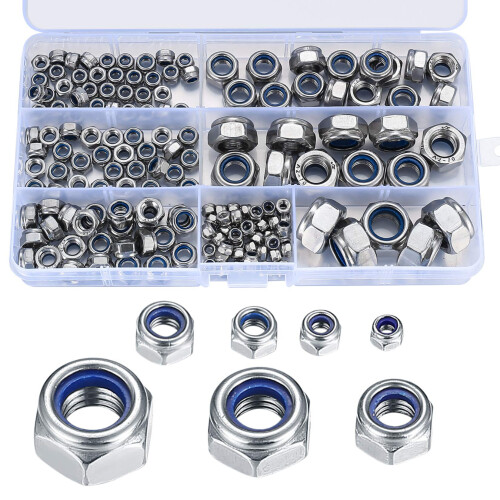165 Pcs Locknut Assortment, Stainless Steel Lock N