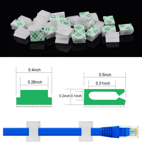 Hicarer 100 Pcs Adhesive Cable Clips Hooks for Out 1