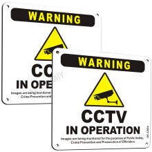 2 Pack CCTV in Operation Sign Metal with Self Adhe