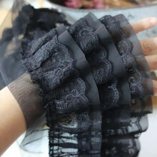 Elegant 12cm White Black ThreeLayer 3D Pleated Chiffon Ruffle Trim for DIY Dress Sewing