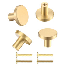 LJHOME 4 Pcs Door Knobs and Handles, Brass Round C