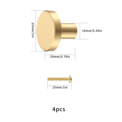 LJHOME 4 Pcs Door Knobs and Handles, Brass Round C 1