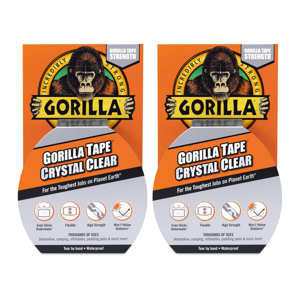 Gorilla Tape Crystal Clear 8.2M, 2 Count (Pack Of 1)