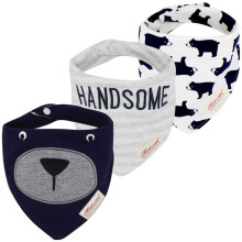 Baby Bandana Bibs Set 3 Pack Soft Organic Cotton Absorbent Unisex Drool Bibs with Adjustable Snaps