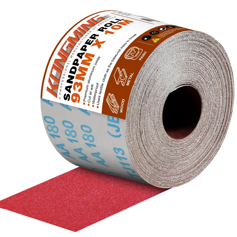 Kongming Sandpaper Roll 10M X 93Mm Grit 180 Alumin 94212556