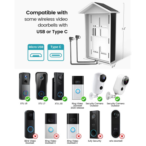 Solar Charger Compatible with Ring Video Doorbell 1