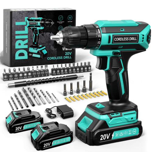 Cordless Drill, 20V MAX Power Drill Set with 2 Bat