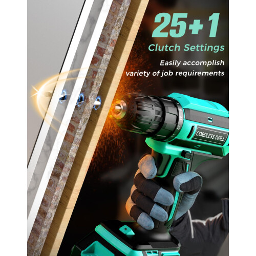 Cordless Drill, 20V MAX Power Drill Set with 2 Bat 1