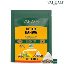 Vahdam Kahwa Green Tea 100 Tea Bags Detox & Wellness Herbal Tea
