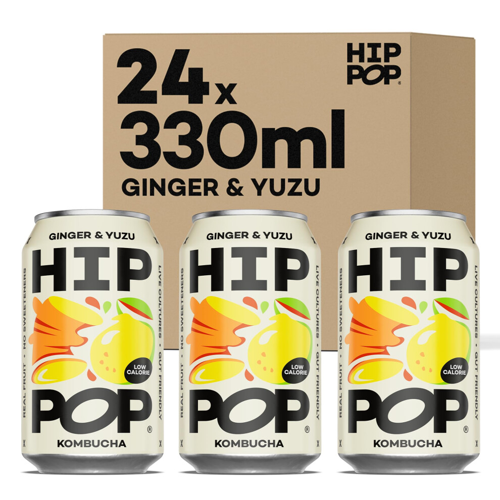 Hip Pop Kombucha, Ginger & Yuzu, Low