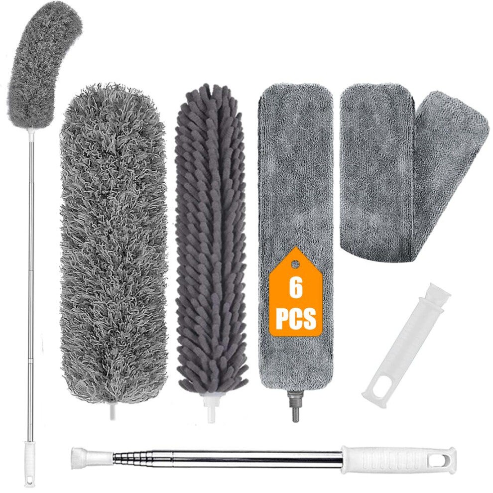 Kelursien Extendable Feather Duster 6Pcs Kit With 30-100