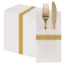 50PCS Disposable Linen Feel Napkins with Built-in