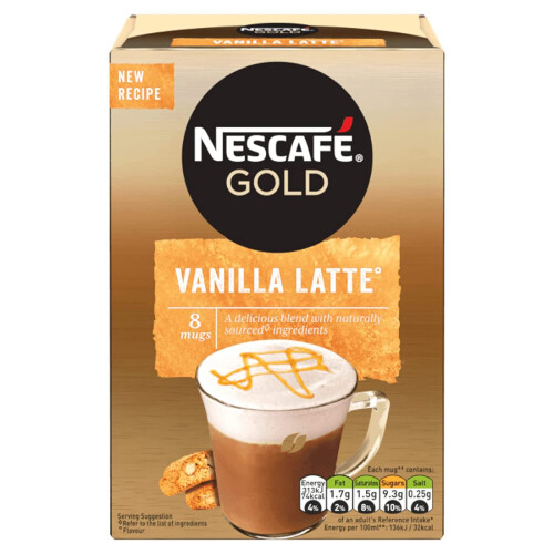 Nescafe Nescafé Gold Vanilla Latte, 8 Sachets (Pack 2