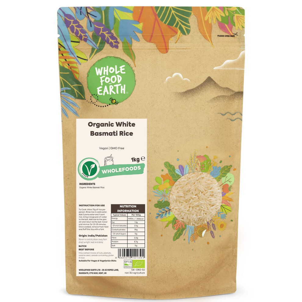 Wholefood Earth Organic Basmati Rice 1Kg White