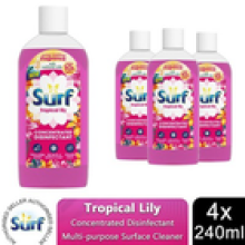 Surf Concentrated Disinfectant Tropical Lily Multi-Purpose Cleaner, 240ml, 4pk