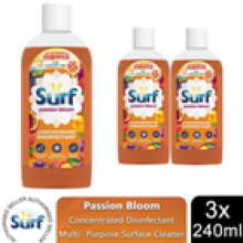 Surf Concentrated Disinfectant Passion Bloom Multi-Purpose Cleaner, 240ml, 3pk