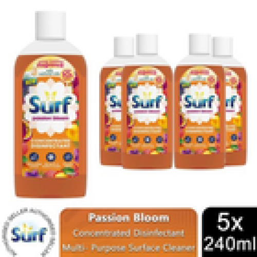Surf Surf Concentrated Disinfectant Passion Bloom Multi-Purpose Cleaner, 240ml, 5pk