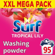 Surf XXL Mega Pack Tropical Lily Laundry Washing Powder 95 Washes, 4.75 kg