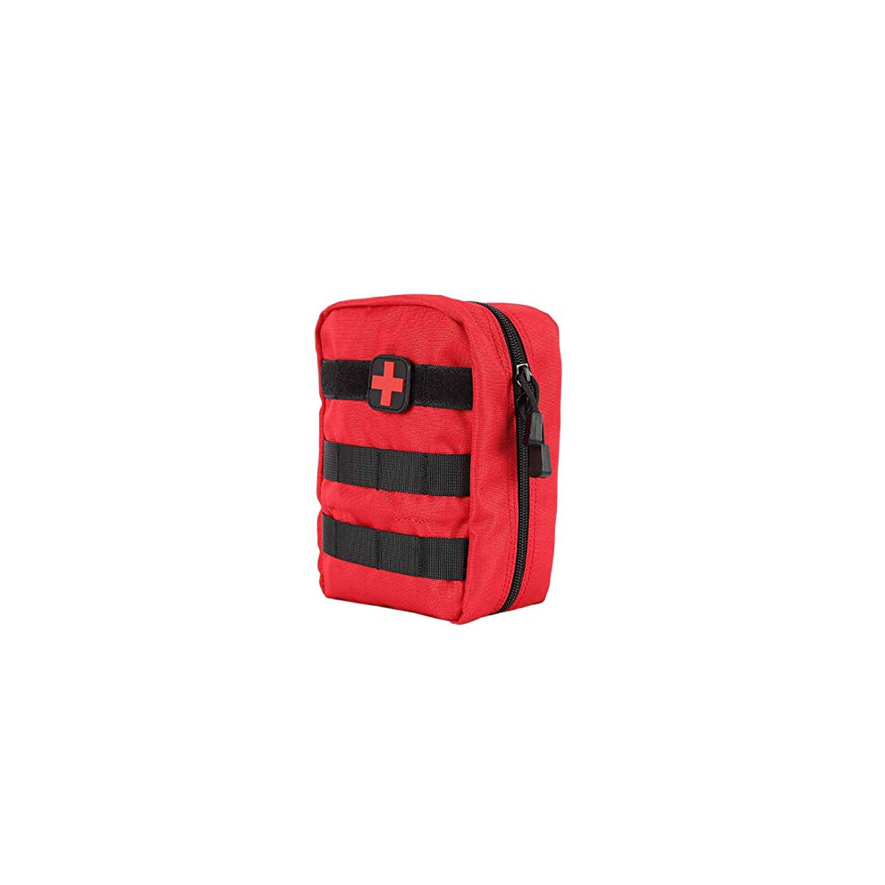 Red Tactical Medical Bag Waterproof Molle First Aid Pouch With Quick Access And Elastic Straps For Outdoor Survival