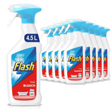 Flash Multi Purpose Bleach Spray, Floor Cleaner & Grease Remover, Crisp Lemons, 4.5 litres (450 ml x 10)