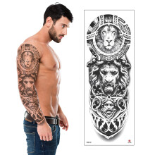 Lion and God Temporary Tattoo Sleeve - Big Cats, Tribal Full Arm Black Waterproof Transfer for Men Women Kids Fancy Dress Fake Tattoo