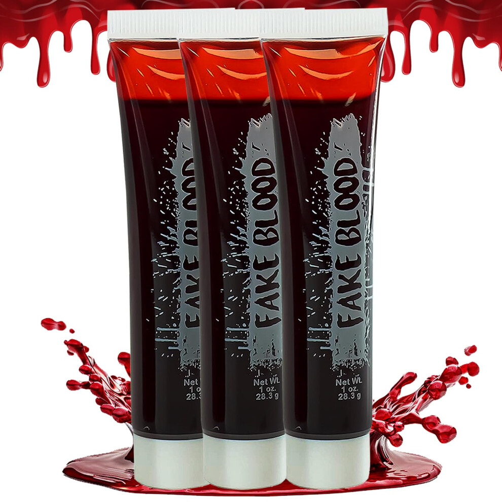 The Fancy Dress 3 Pcs Red Fake Blood - Halloween Makeup Scary Face Body Blood Tube 30Ml Horror Fancy Dress Vampire Zombie Costume Make Up