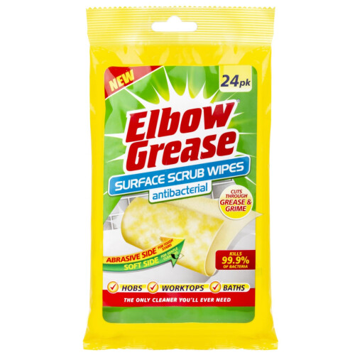 Elbow Grease Surface Kitchen Bathroom Scrub Wipes 72 (3 PACK)