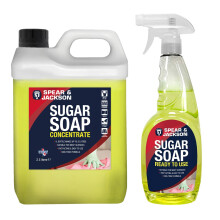 Spear & Jackson Sugar Soap Concentrate 2.5L + 750ml Ready to use spray, Walls, Grease, Grime, Dirt and Stain Remover, Kitchen Degreaser, Versatile