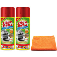 2X Elbow Grease Oven & Grill Heavy Duty Cleaner Spray (2X 400 ML)- Powerful Oven & Grill Deep Cleaner - with Ultra Absorbent Microfibre Cleaning Cloth