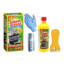 Oven Cleaner - Elbow Grease Cleaner + Oven Hob Glass Cleaning Tool Non Scratch - Domestic Ovens and BBQ (500 ML Bottle)- Bags and Gloves Included -