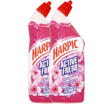 Harpic Active Fresh Pink Blossom Toilet Cleaner ? Kills 99.9% Bacteria, Long-Lasting Freshness, Pack of 2 (750ml Each)