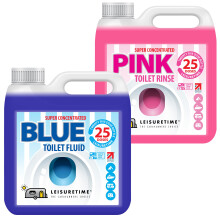 LeisureTime Conc. Pink and Blue Caravan Toilet Fluid, 25 Treatments - Formaldehyde Free, Septic Tank Safe Toilet Cleaner Liquid for Cassette,
