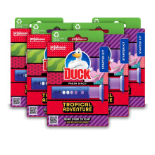 Duck Fresh Discs Toilet Cleaner Starter Kit, Fights Stains That Harbour Germs, Prevents Limescale Build Up, Tropical Adventure, Pack of 5 (Each Kit
