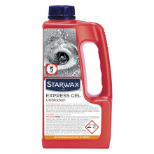 STARWAX - Express Gel Unblocker - Ideal for Standing Water - Acts in 5 Mins - Gel with 30% Sodium hydroxide - Kitchens and Bathrooms - 1L - 1L = 2