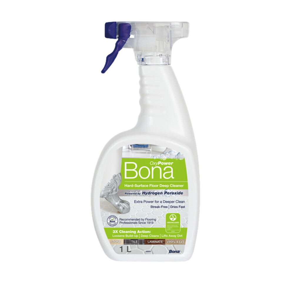 Bona Oxypower Hard-Surface Floor Cleaner Liquid, Floor Cleaner For Stone, Tile, Laminate, Lvt Floors, 1 Litre Spray Bottle