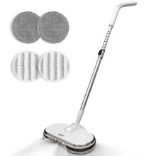 Cordless Electric Mop for Floor Cleaning, AlfaBot WS-24 Electric Spin Mop, Electric Mop with Water Sprayer and LED Headlight, Lightweight &
