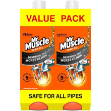 Mr Muscle Drain Unblocker, Sink & Drain Cleaner, Fast Acting Heavy Duty Drain Gel, Dissolves Clogs, Works 3x Better Than Bleach, Safe for All Pipes,
