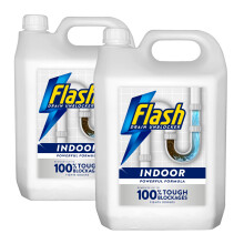 Flash Indoor Sink and Drain Unblocker, 2 x 5 Litre, Powerful Formula, Removes Tough Blockages