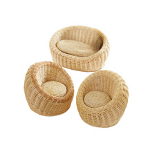 Playlearn Wicker Couch & Chair Set Outdoor Seating For Children Wicker Garden Furniture -Three Piece Wicker Chairs for Garden-Conservatory Furniture