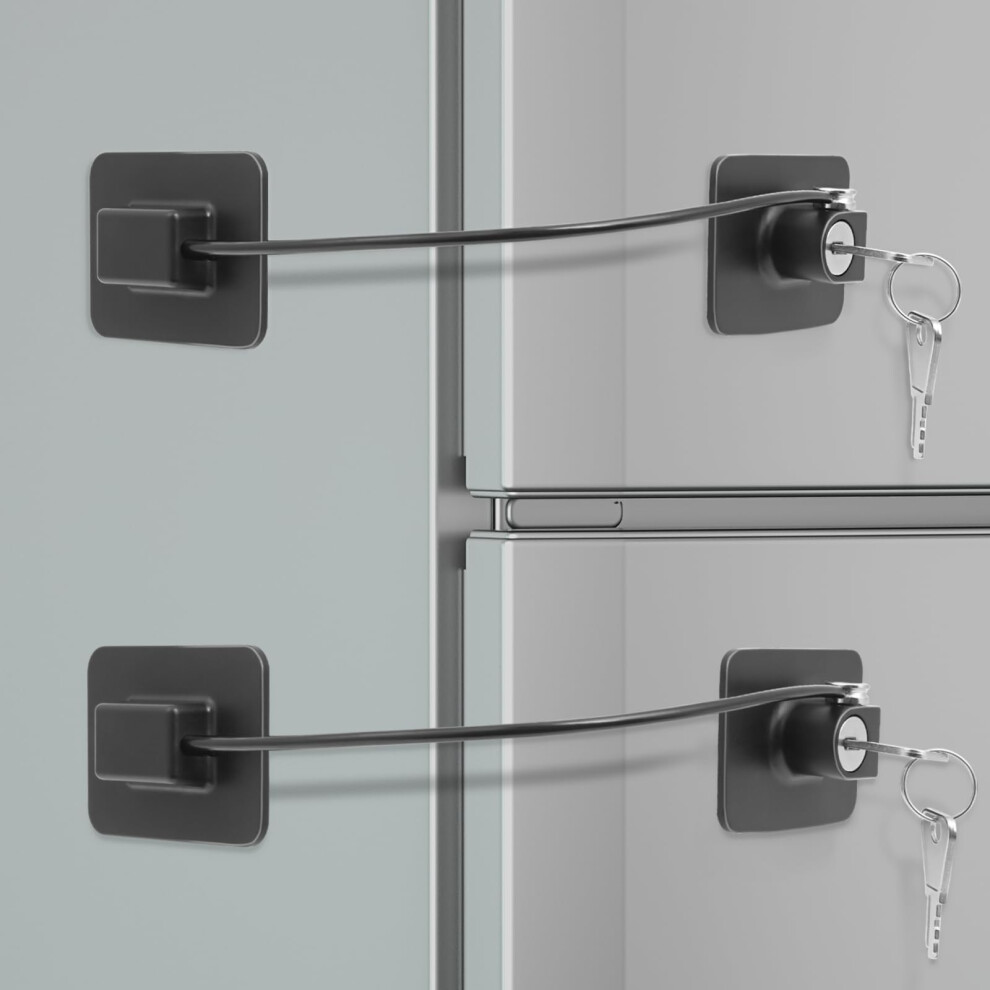 2Pcs Fridge Locks,Cupboard Locks,Window Locks For Children Safety,Window Restrictors For Upvc,Door Lock Without Drilling,Fridge Locks With Ke Kovosch