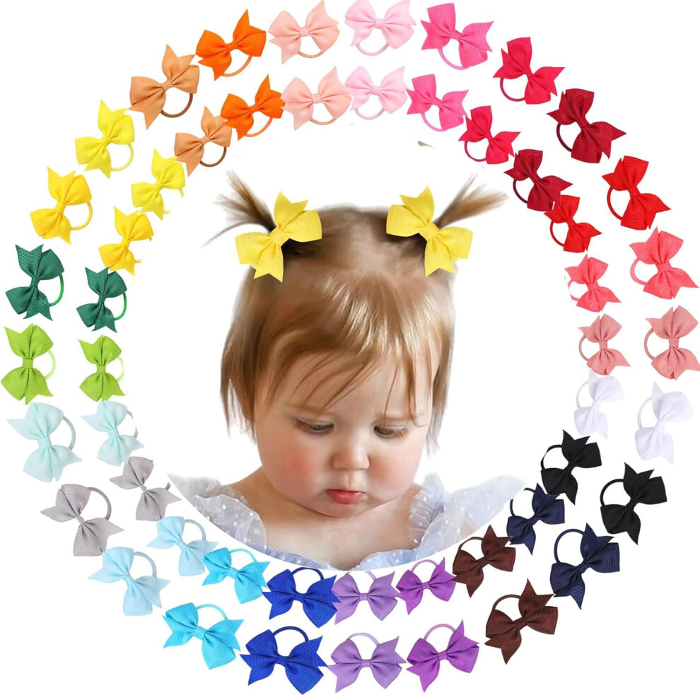 50Pcs Baby Hair Ties Boutique Tiny Elastic Ponytail Rubber, Toddler Hair Accessories For Baby Girls Newborn Infants Little Girl ( B) Blue Chiduerm