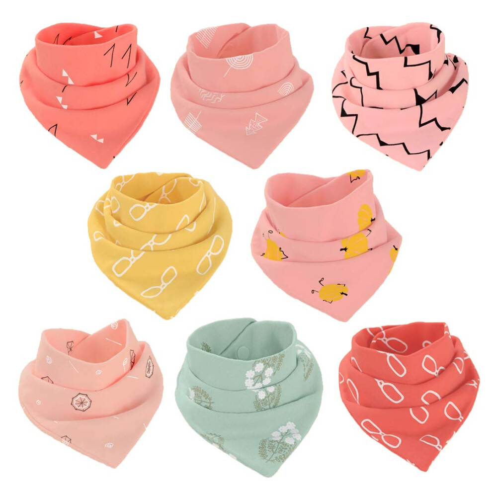 Baby Bandana Bibs Cotton Dribble Bibs Drool Bibs Soft And Absorbent Saliva Towel For Toddlers Girls, 8-Pack Atopo