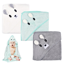 Funmo Hooded Towel - 3 Piece Baby Bath Towel Set, 80 x 80 cm, Soft, Super Absorbent, Cute Unisex Hooded Towel with Pattern, 0-5 Years